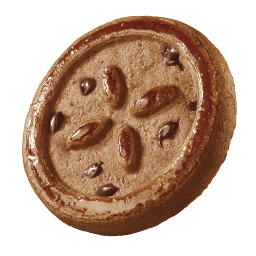 Close-up of a cookie with visible chocolate drops on a transparent background